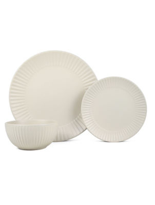 George Home Natural Wide Ribbed dinner set 12 piece, UK version