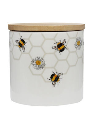 ASDA George Home Honeycomb Bee Stoneware Storage Canister 11 x 11 x 11 cm- Buy online at McGrocer