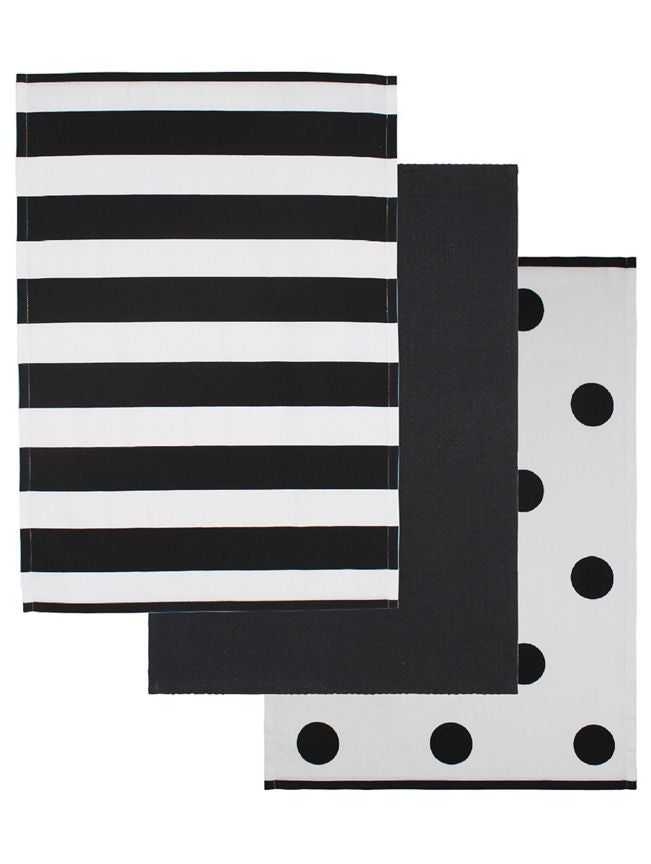 George Home Black And White Spot And Stripe Tea Towels