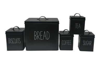 George Home Black Kitchen Canister Storage Set 5, UK version