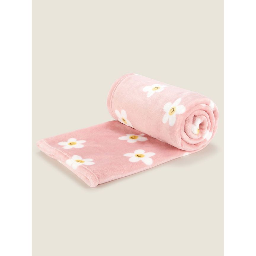 George Home Pink Daisy Fleece Blanket GOODS ASDA   