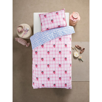ASDA George Home Pink Strawberry Reversible Toddler Duvet Set- Buy online at McGrocer