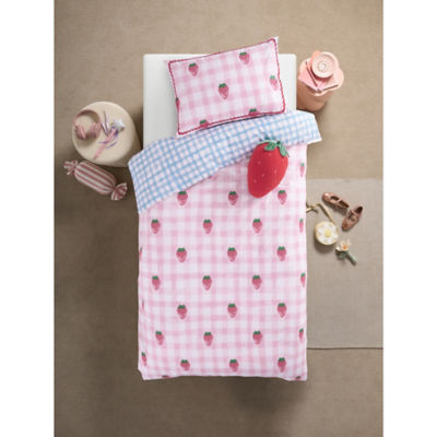 George Home Pink Strawberry Reversible Duvet Set - Toddler