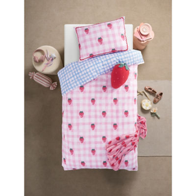 George Home Pink Strawberry Reversible Duvet Set - Toddler