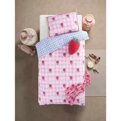 George Home pink strawberry reversible duvet set single, UK version