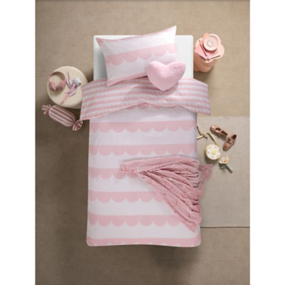 George Home pink scallop microfibre reversible duvet set single, UK version