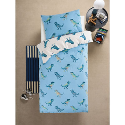 George Home Blue Dino reversible duvet set single (British brand)
