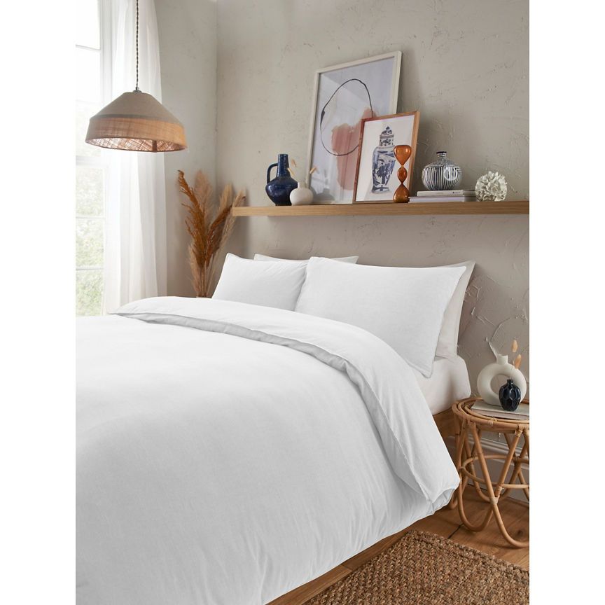 George Home White Relaxed Washed Cotton Duvet Set -Double GOODS ASDA   