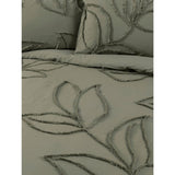 George Home green luxury cotton tufted leaf duvet set super king - British product