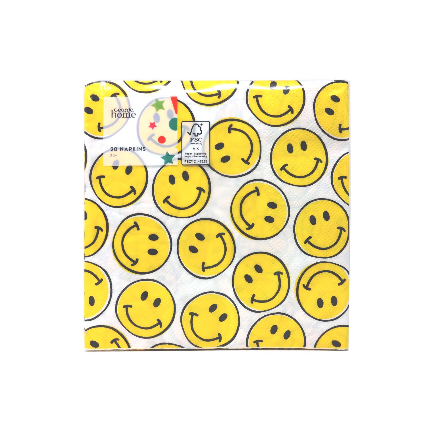 George Home smiley face napkins pack of 20, UK version