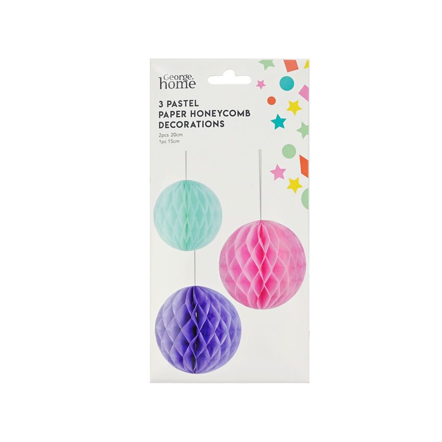 George Home Pastel Paper Honeycomb Decorations GOODS ASDA   