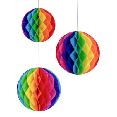 ASDA George Home Décorations suspendues en papier nid d'abeille arc-en-ciel 2 pièces 20 cm et 15 cm - Achetez en ligne sur McGrocer