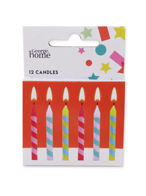 George Home birthday candles assorted colours pack of 12, UK version