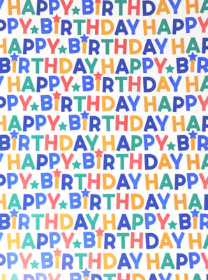 George Happy Birthday Text Geschenkpapierrolle 3m