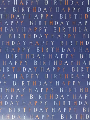George Navy Text Rollwrap Geschenkpapier 3m