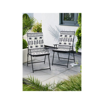 ASDA George Home Miami Cushion Block Stamp Print Outdoor Seat Cushions 2 Pack- Buy online at McGrocer