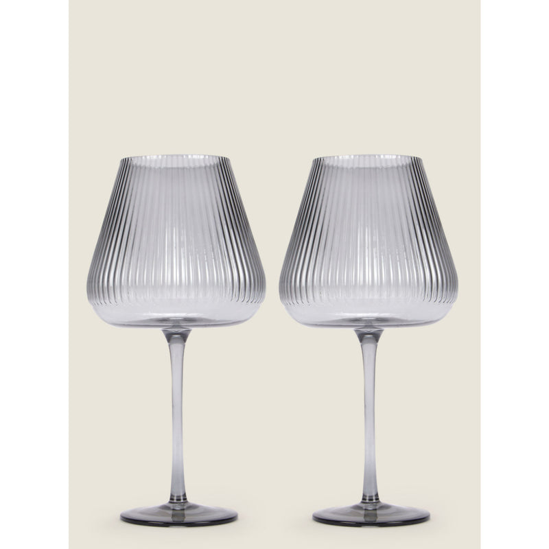 George Home grey ribbed wine glass set of two 230ml, UK version