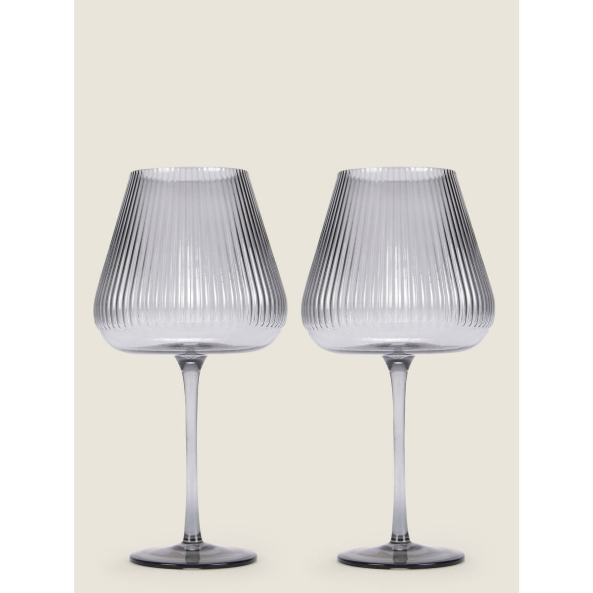 George Home grey ribbed wine glass set of two 230ml, UK version
