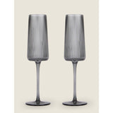 George Home Grey Ribbed Champagne Glass - Set of 2 GOODS ASDA   