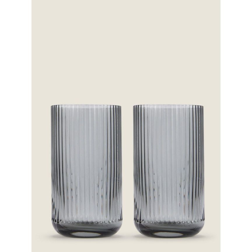 George Home Grey Ribbed Hi-Ball Glass - Set of 2 GOODS ASDA   