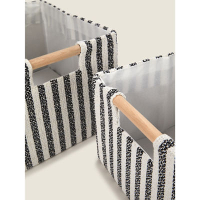 George Home black white stripe storage basket 30x25x20cm, imported from the UK
