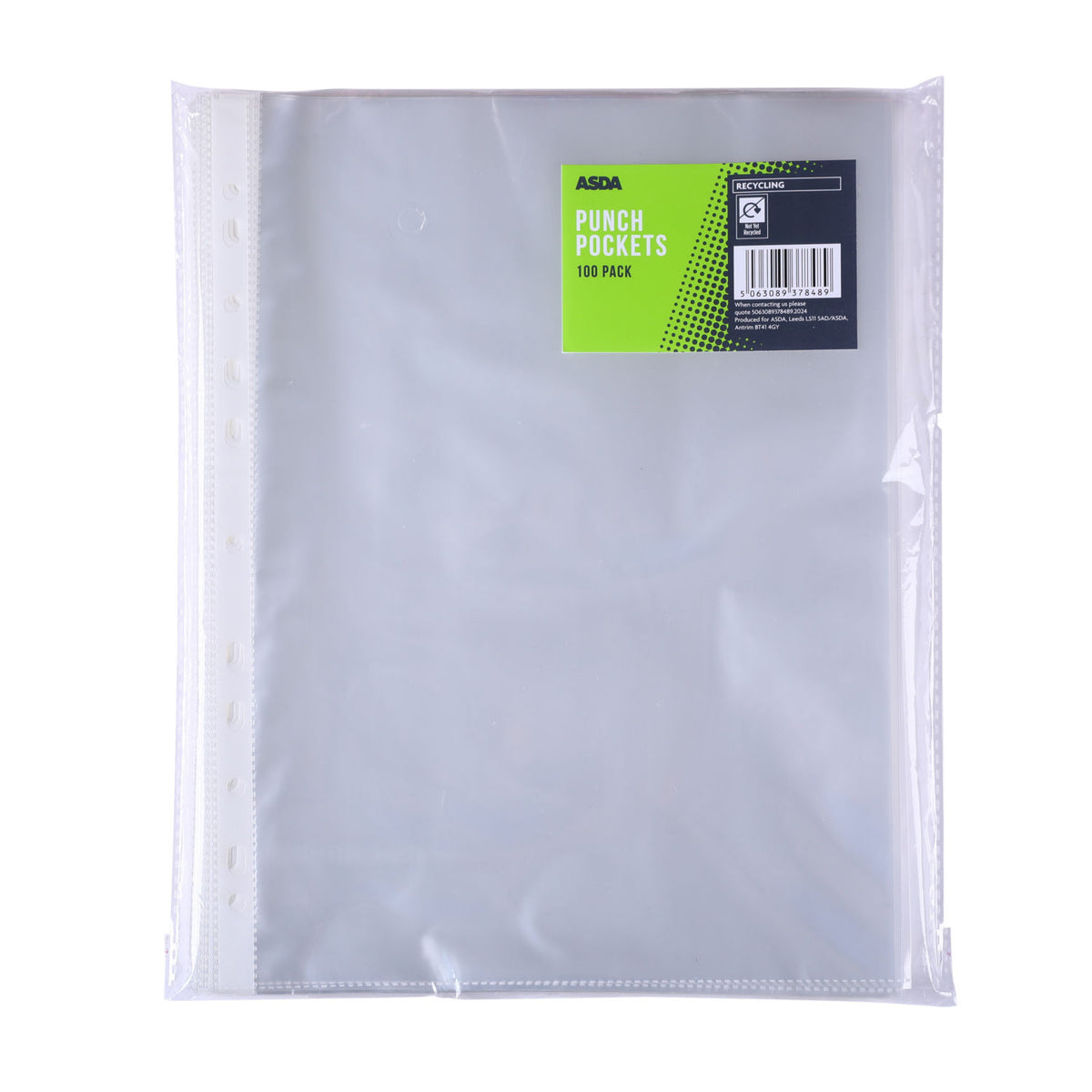 ASDA punch pockets A4 100 pack - British product