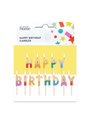 ASDA George Happy Birthday Letter Candles Multicoloured Metallic Gold Finish 13pk- Buy online at McGrocer