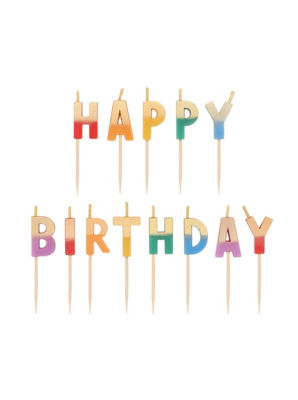 George Happy Birthday Buchstabenkerzen mehrfarbig metallic-goldfarben 13 Stück