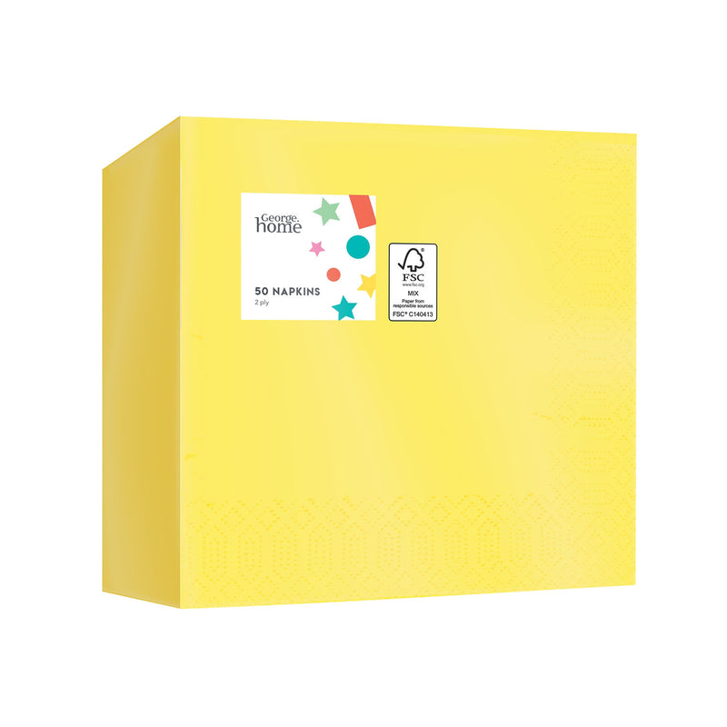 George Home yellow 2-ply paper napkins 50 pack, UK version