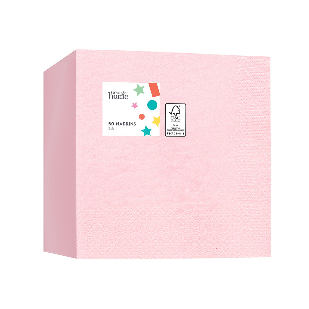 George Home baby pink paper napkins 50 pack, UK version