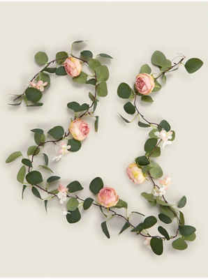 George Home Rosa og Grønn Rose Blomsterkrans 180cm