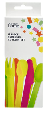 ASDA George Home Set de Couverts Réutilisables Néon - Acheter en ligne chez McGrocer