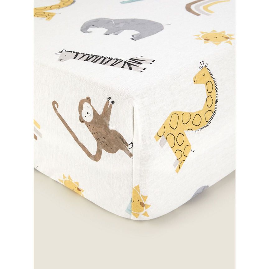 George Home Safari Jersey Cot Bed Cotton Sheet - Set of 2