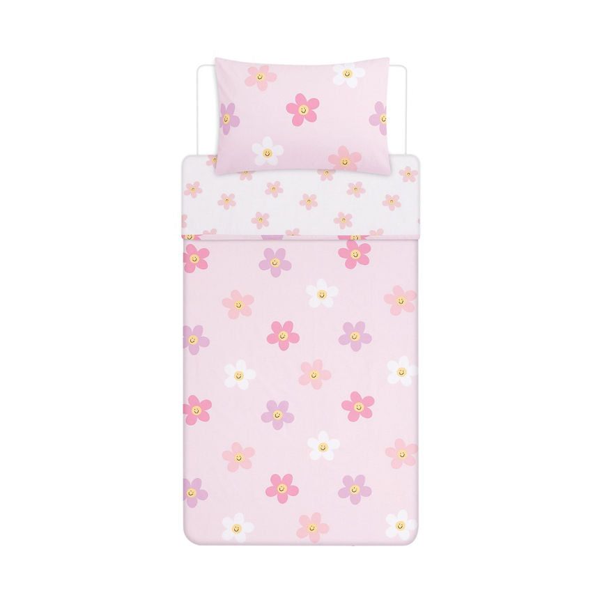 George Home Pink Daisy Reversible Single Duvet Set - Single GOODS ASDA   