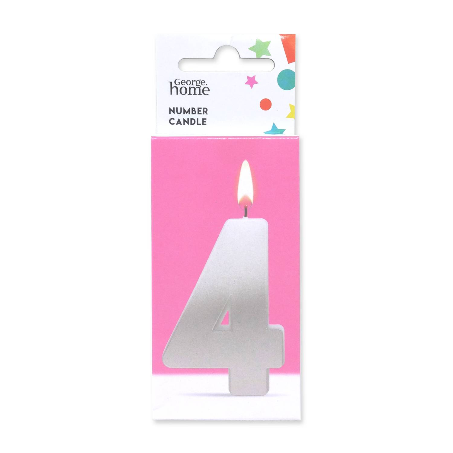 George Home silver foil large candle number 4, imported from the UK