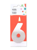 George Home Number Candle 6 Silver Glitter Large, UK version