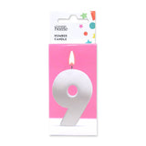 George Home large number 9 candle white and silver - British product