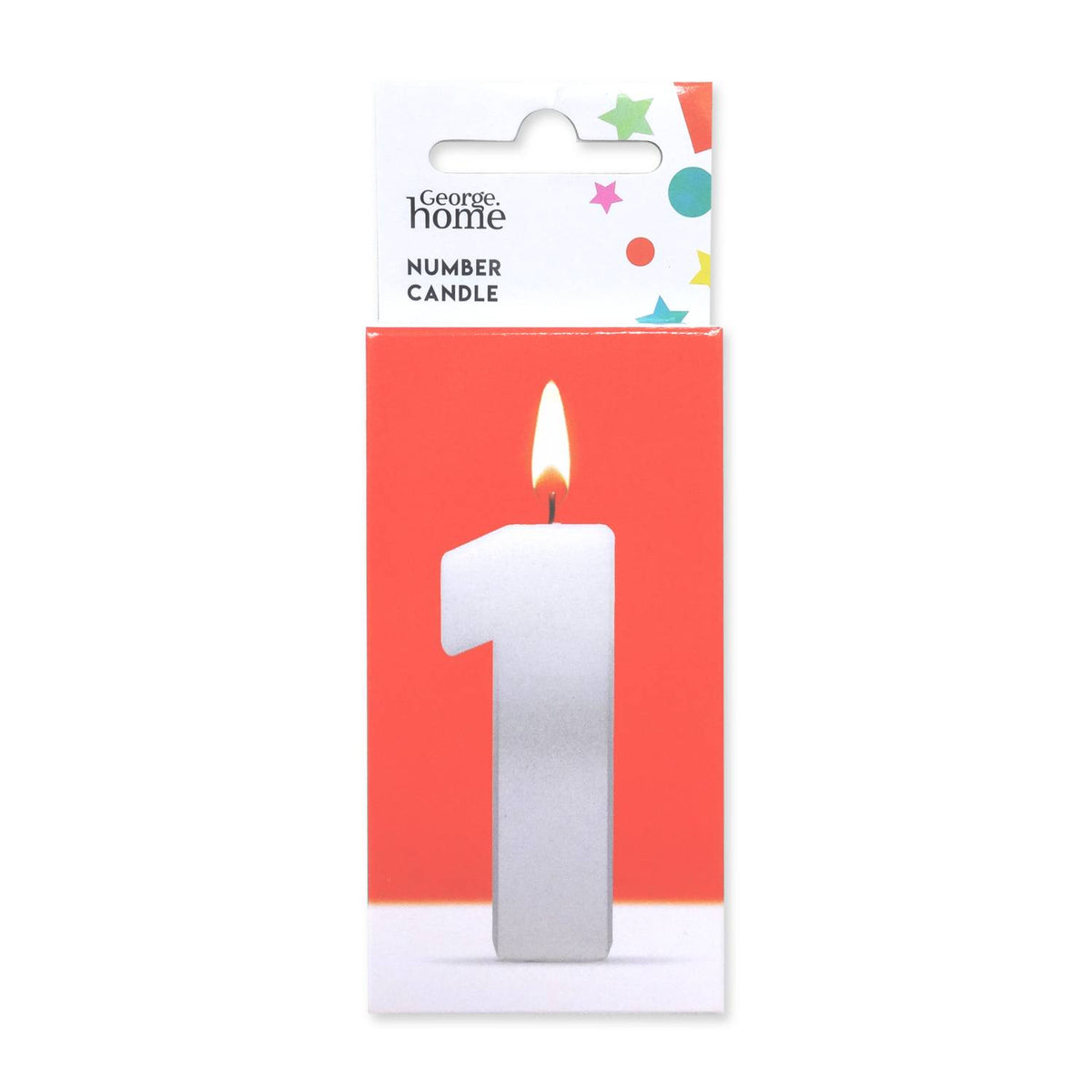 George Home large number 1 candle silver foil, UK version