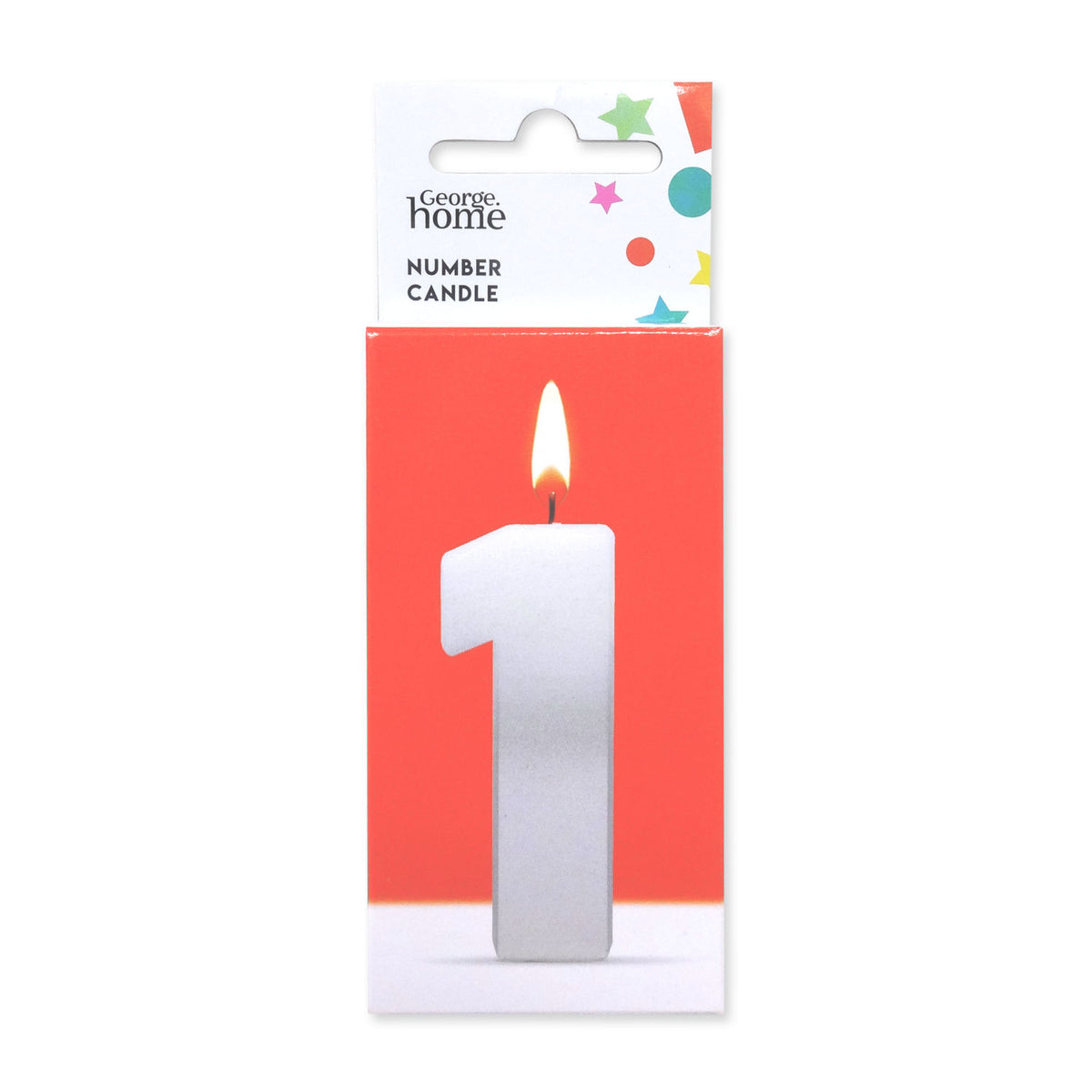 George Home large number 1 candle silver foil, UK version