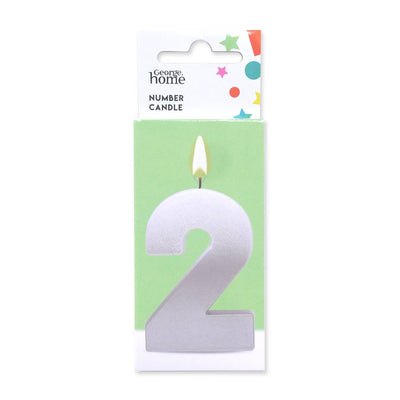 ASDA George Home Large Number 2 Silver Foil Candle- Buy online at McGrocer