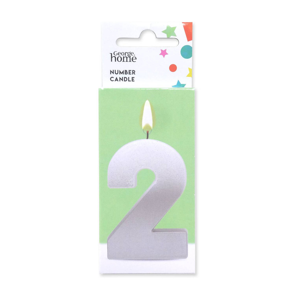 George Home number 2 large candle silver foil, imported from the UK