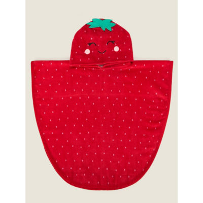 Poncho en coton rose fraise George Home 57x108cm