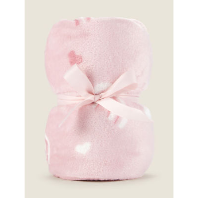 George Home pink heart rainbow fleece throw, UK version