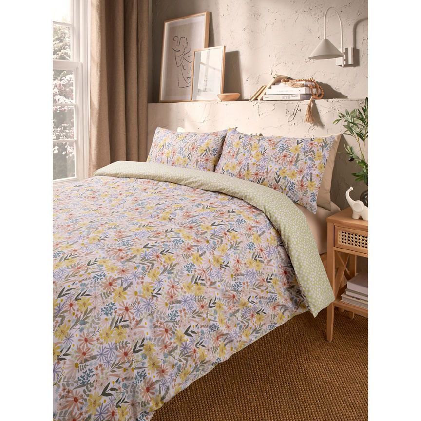 George Home Spring Cottage Meadow Floral Reversible Duvet Set -Single