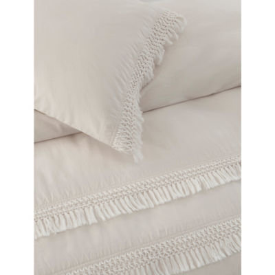 George Home duvet set cream macrame tassel king - British product