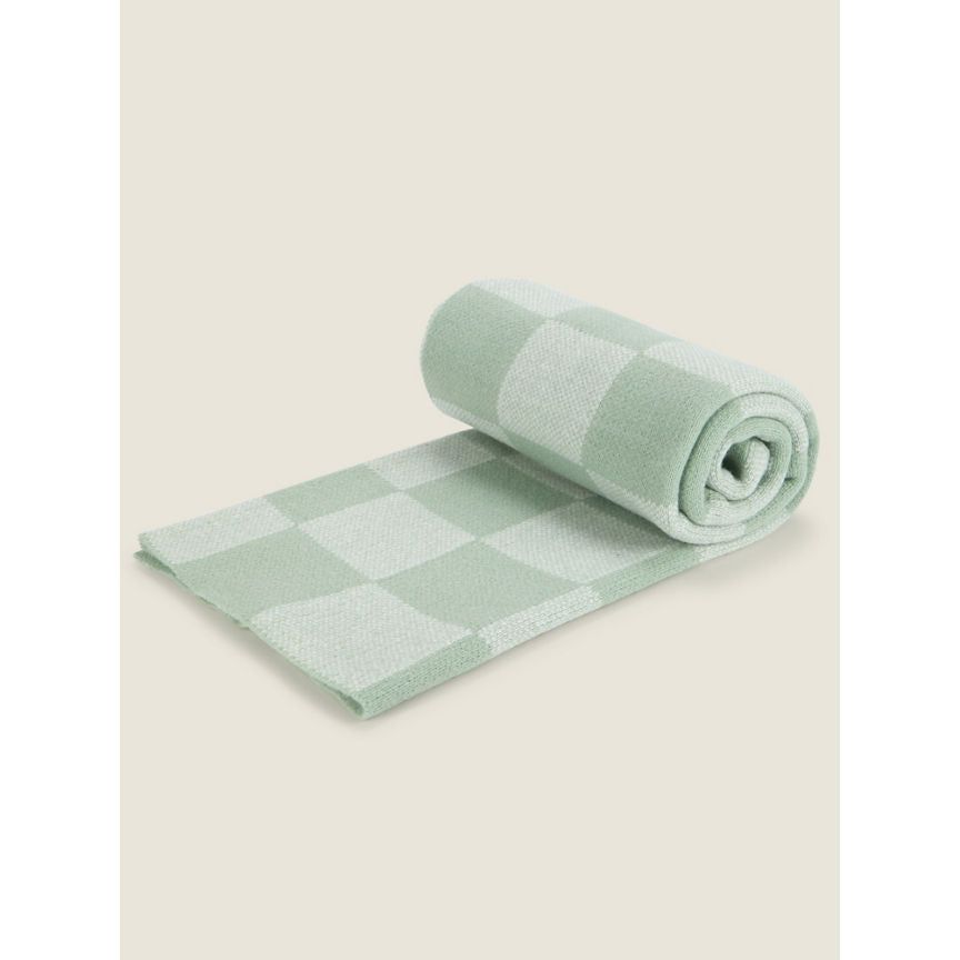 George Home Green Knitted Checkerboard Throw GOODS ASDA   