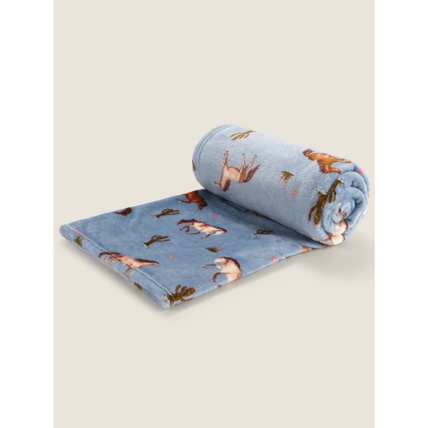 George Home Blue Horse Super-Soft Throw GOODS ASDA   