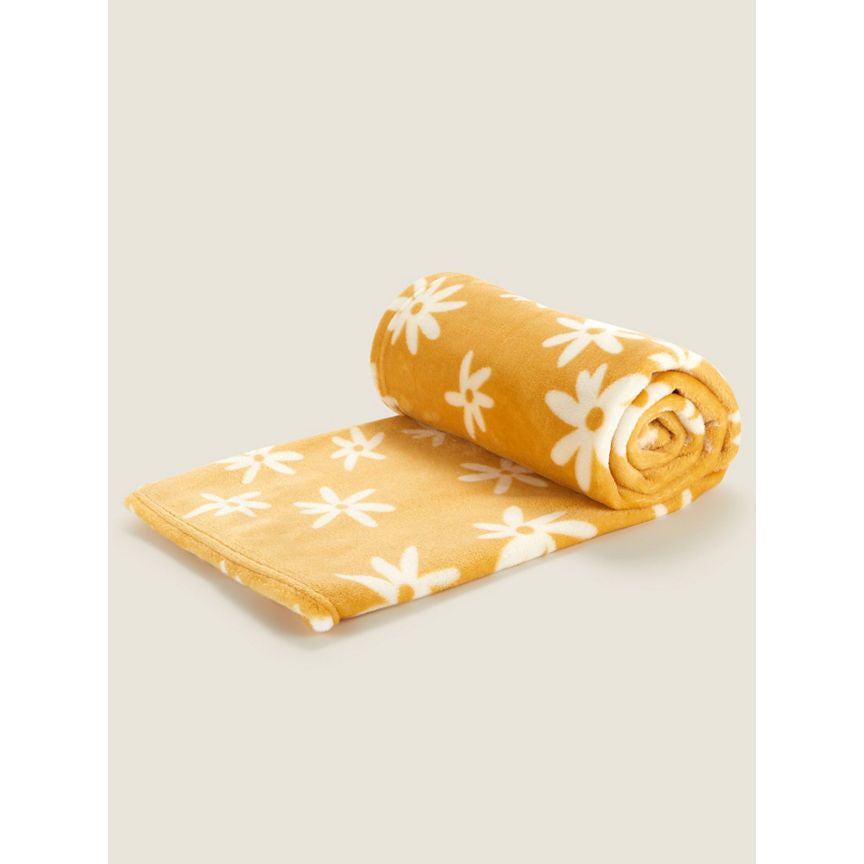 George Home Yellow Daisy Super-Soft Throw GOODS ASDA   