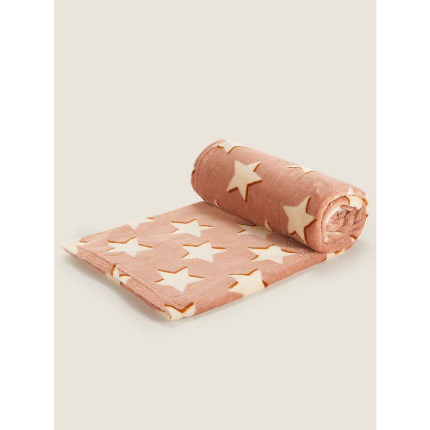 George Home Pink Star Super-Soft Throw GOODS ASDA   