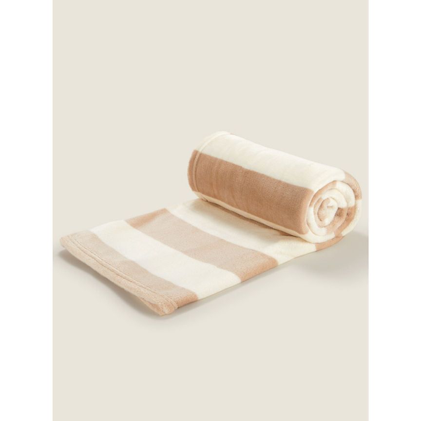 George Home Natural Stripe Super-Soft Throw GOODS ASDA   